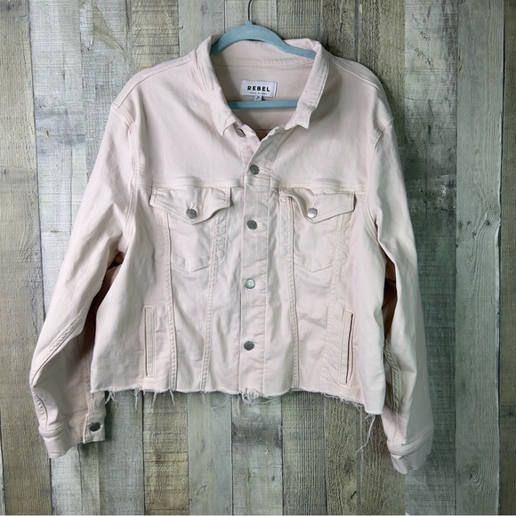 Rebel By Rebel Wilson Cream(Linen Color On Color Chart Last Photo) Denim Jacket - Picture 1 of 10